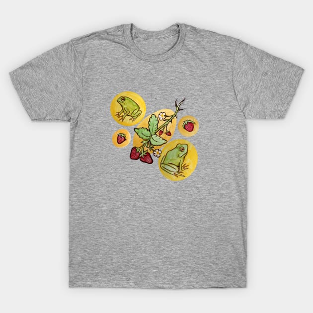 Frogs and Strawberries T-Shirt by bubbsnugg